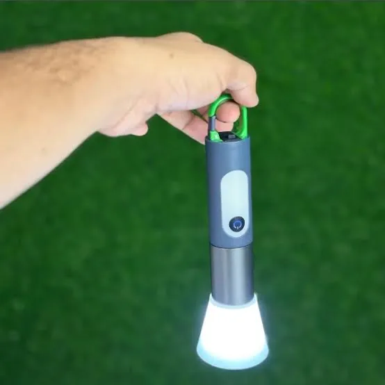 Multifunctional LED Rechargeable Camping Flashlight – Telescopic Zoom, COB Work Light & Carabiner Hook image 5