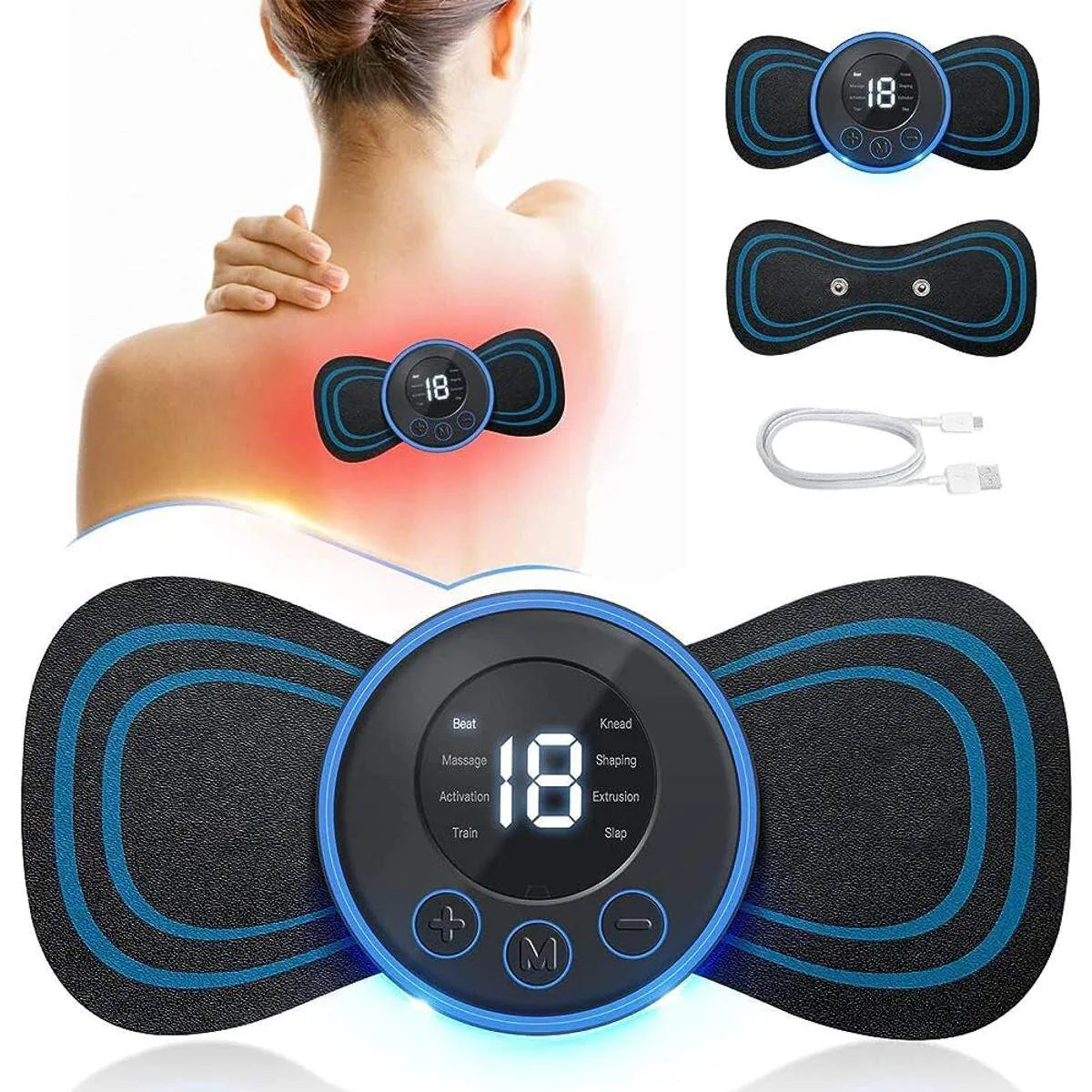 Rechargeable Electric Full Body Butterfly Massager Patch for Pain Relief