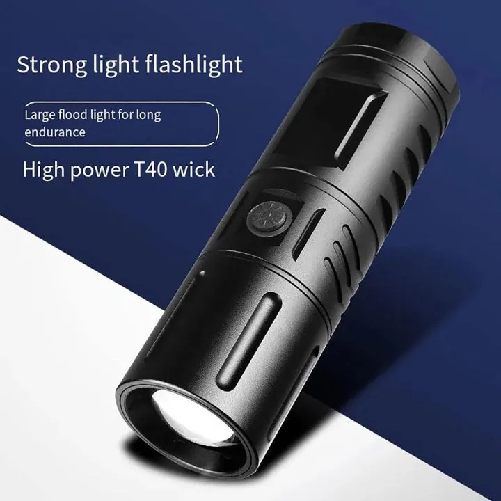 High-Power Rechargeable LED Flashlight with Power Bank Function