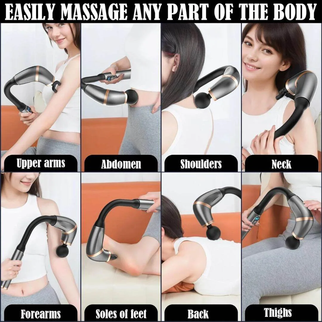 Extended Curved Percussion Massage Gun for Full Body & Back Relief image 5