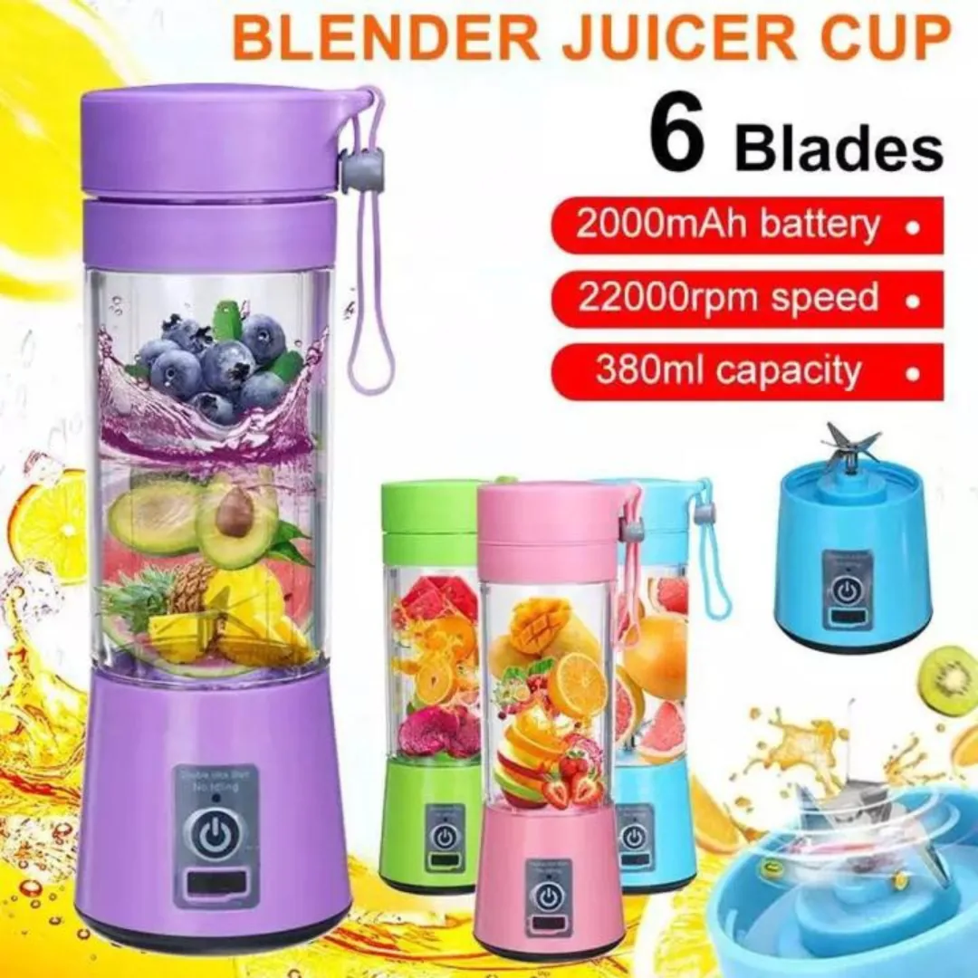 USB Rechargeable Portable Juice Maker & Smoothie Blender Bottle (2000mAh Battery, 22000 RPM)