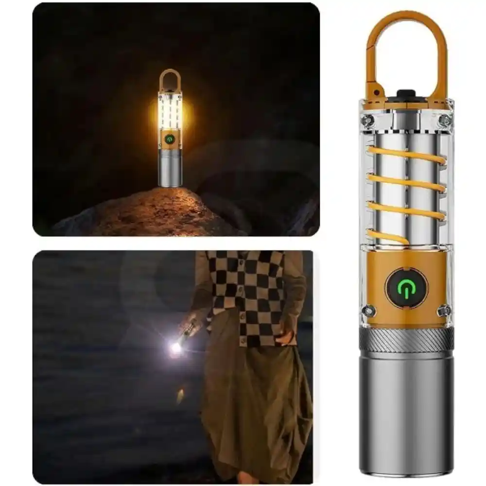 X10 Multifunctional Rechargeable Camping Flashlight & Lantern with Built-in Carabiner Hook – Waterproof LED Torch Light image 3