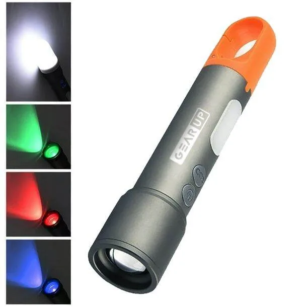 GearUP K57 Rechargeable Multi-Function LED Flashlight with COB Side Light & Color Filters image 2
