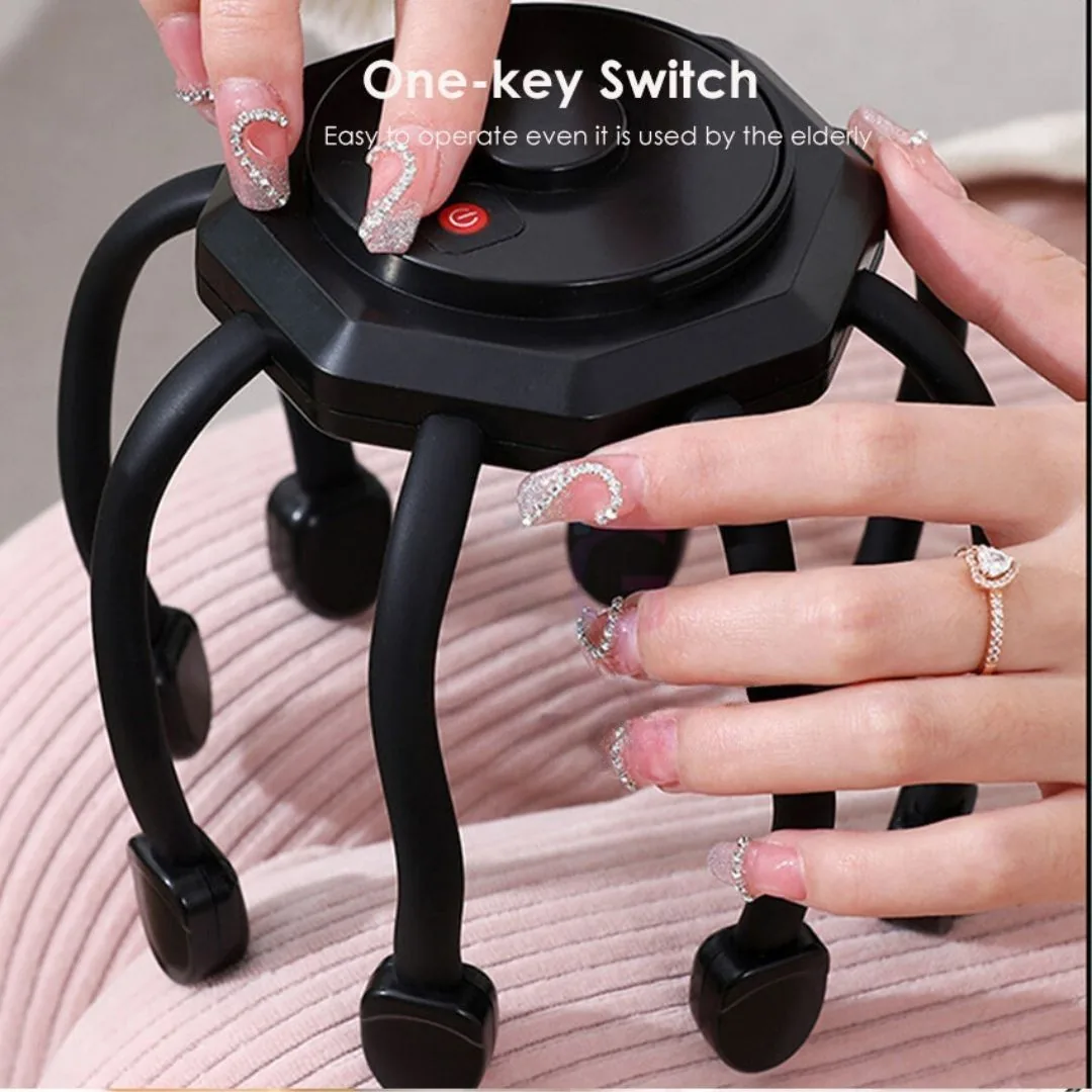 Electric Octopus Head Scalp Massager - 8 Massage Heads Rechargeable Stress & Pain Relief Claw Massager image 7