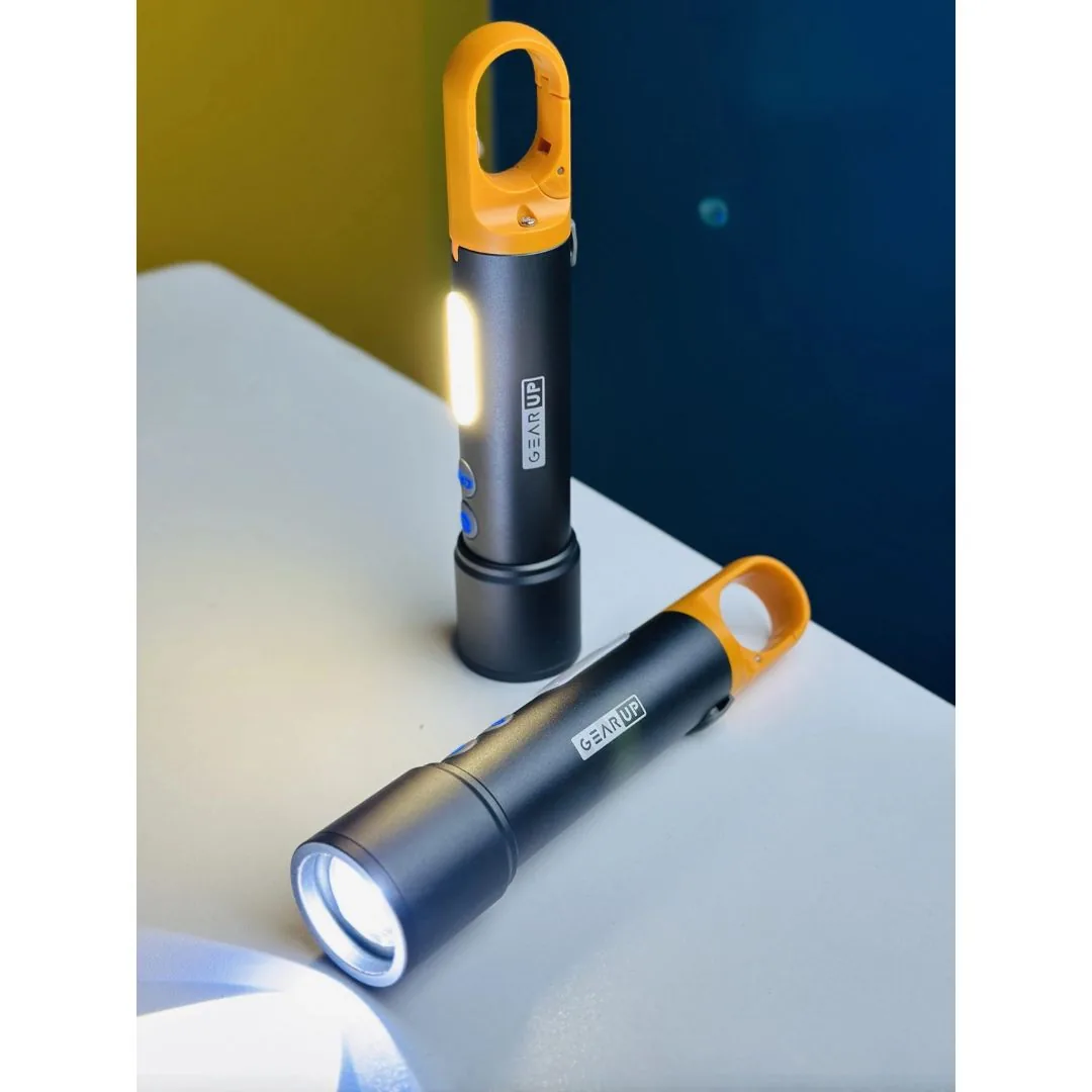 GearUP K57 Rechargeable Multi-Function LED Flashlight with COB Side Light & Color Filters image 3