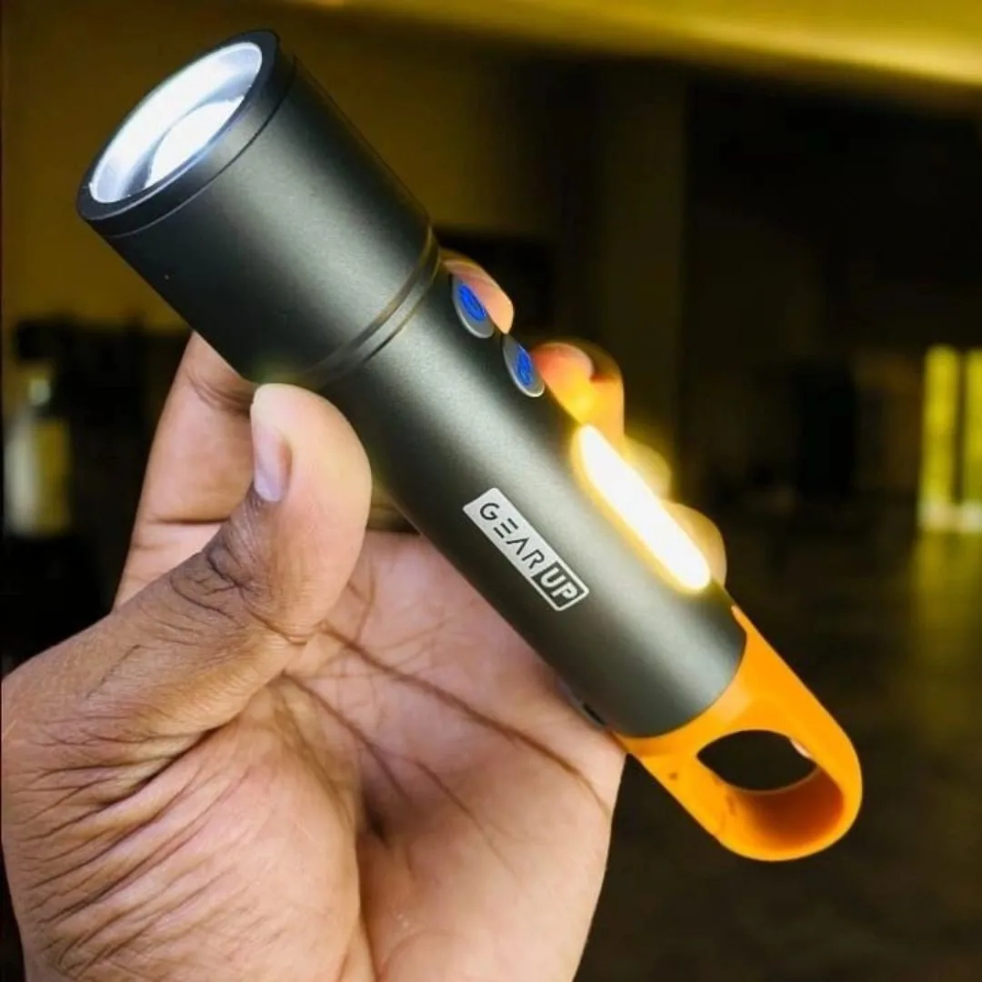 GearUP K57 Rechargeable Multi-Function LED Flashlight with COB Side Light & Color Filters