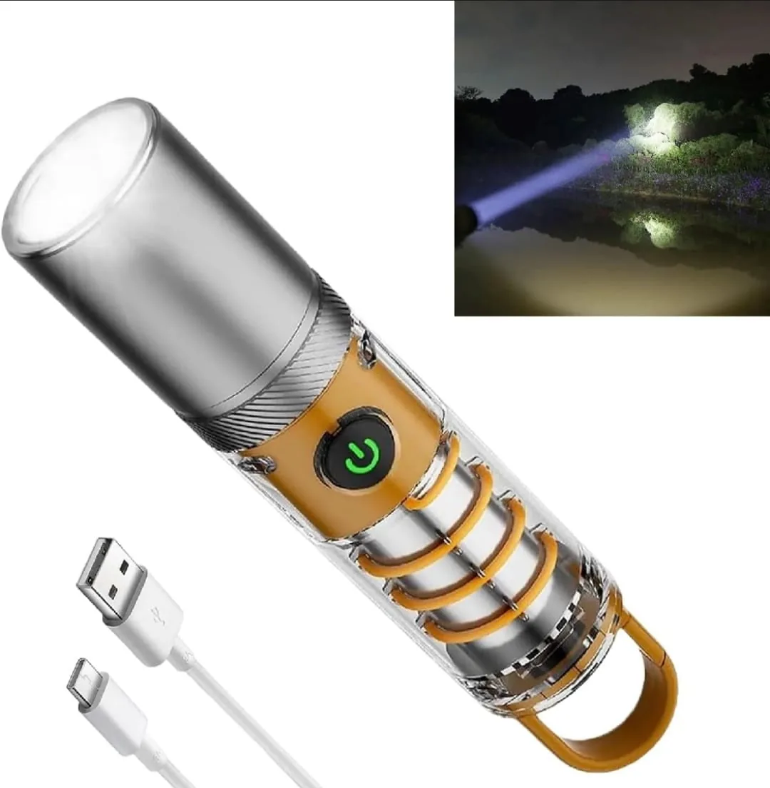 X10 Multifunctional Rechargeable Camping Flashlight & Lantern with Built-in Carabiner Hook – Waterproof LED Torch Light
