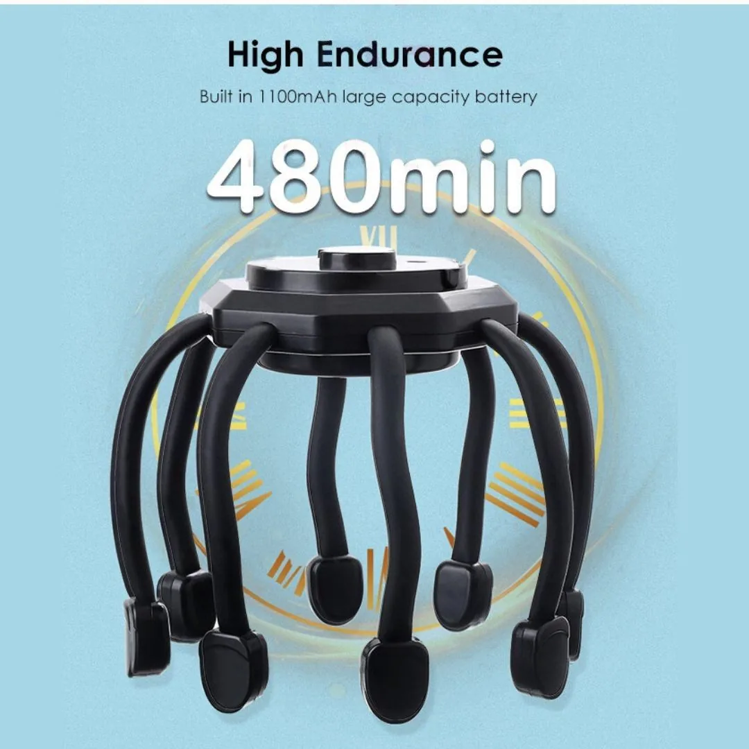 Electric Octopus Head Scalp Massager - 8 Massage Heads Rechargeable Stress & Pain Relief Claw Massager image 8